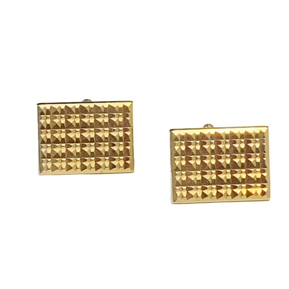 vintage MCM mid century modern rectangular cut gold tone cufflinks - Picture 1 of 11